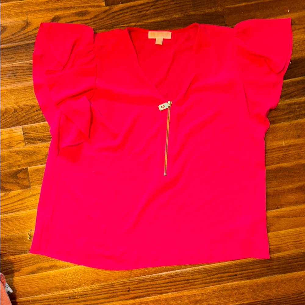 Michael Kors Pink Flutter Sleeve Blouse